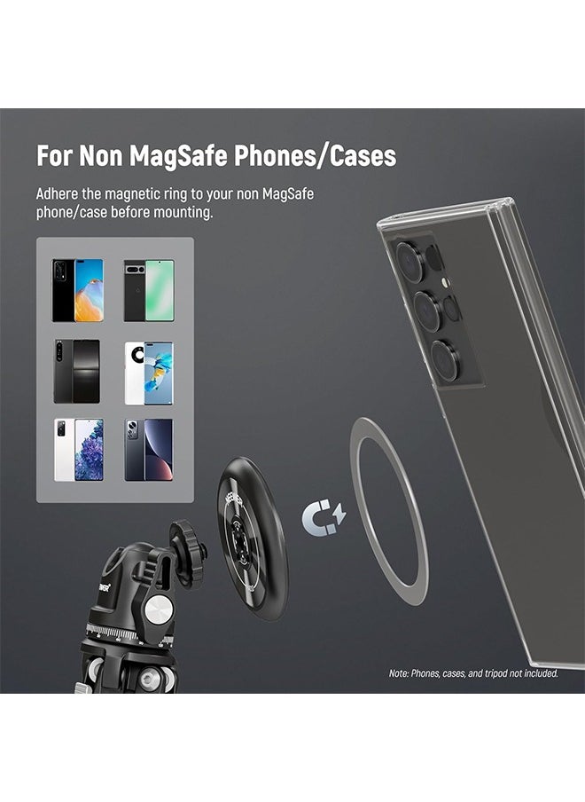 Neewer NEEWER Magnetic Phone Tripod Mount Adapter with Adhesive Magnetic Ring Compatible with MagSafe iPhone 15 Pro Max 15 Plus 14 13 12, 1/4 Thread for iPhone Video Recording Selfie Stick Ring Light, PA010  - Image 4