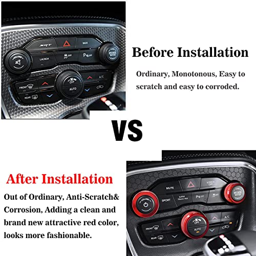 Auprite Climate Control Knob Covers for Challenger Accessories 2015-2023 2024, for Dodge Charger 2015-2023 2024, for Dodge Chrysler 300/300s 2015-2024,3Pcs Kit (Red) - Image 4