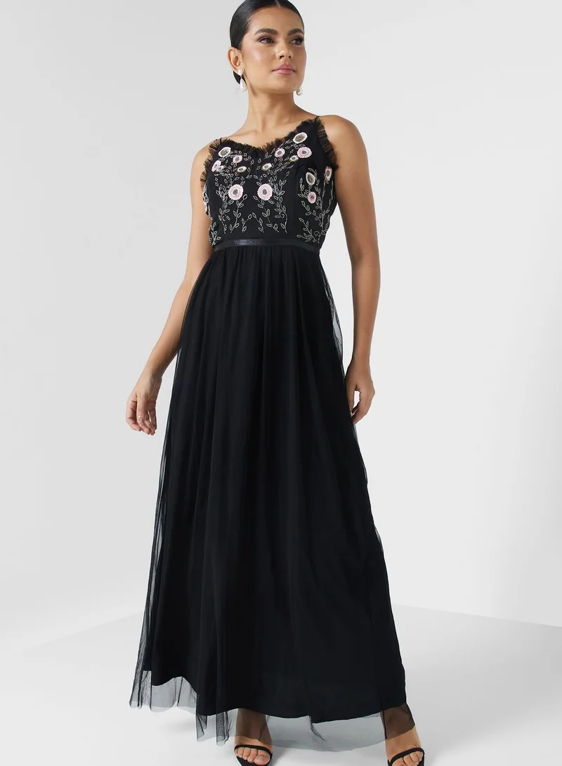Ella Limited Edition Strappy Dress With Floral Embroidery