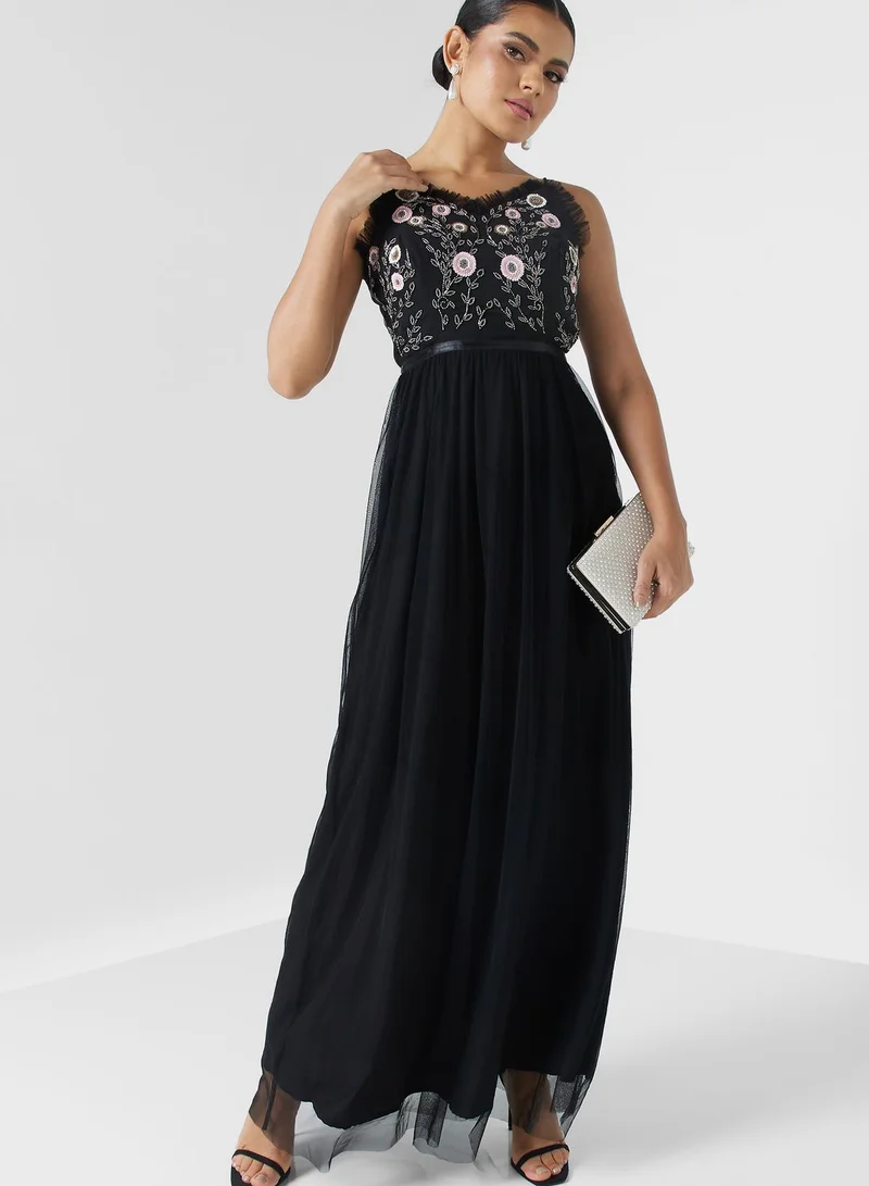 Ella Limited Edition Strappy Dress With Floral Embroidery