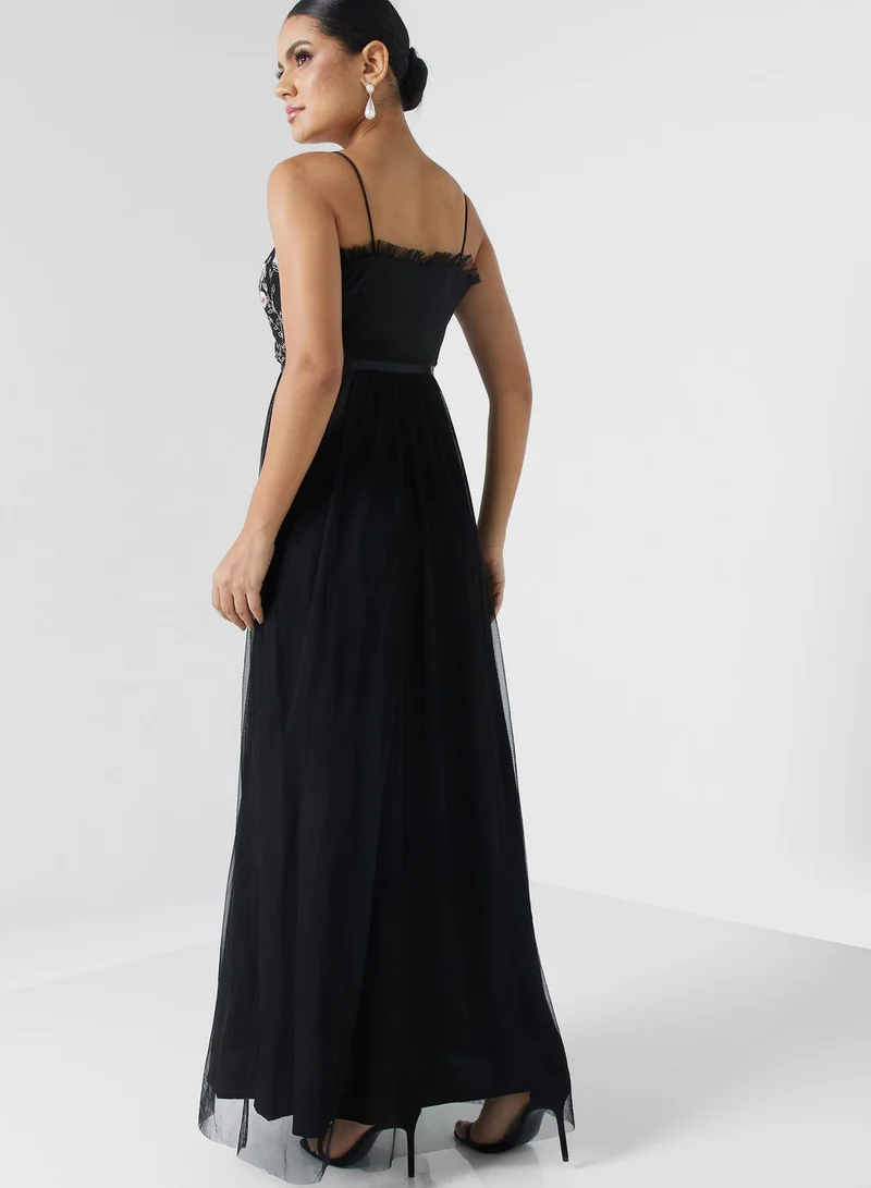 Ella Limited Edition Strappy Dress With Floral Embroidery