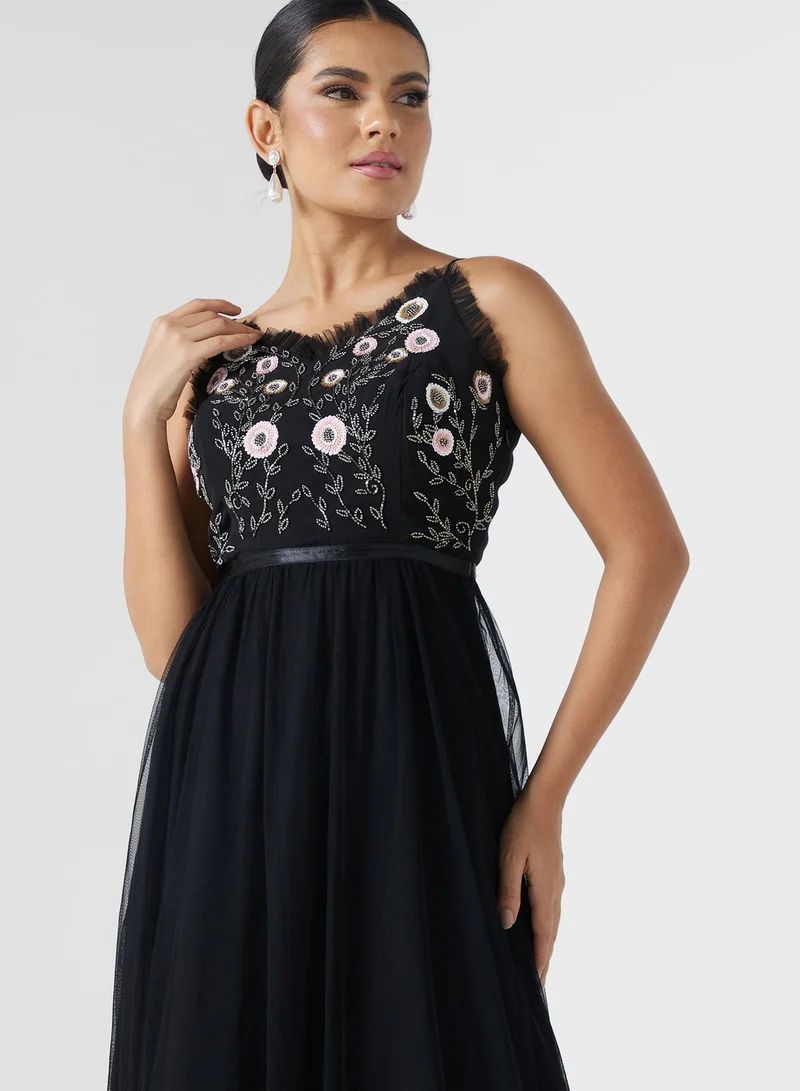 Ella Limited Edition Strappy Dress With Floral Embroidery