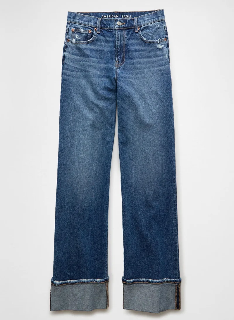 امريكان ايجل High-Waisted Stovepipe Cuffed Jeans