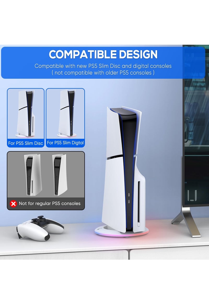 RGB LED Vertical Stand for PS5 Slim - 14 Color Modes & Light Effects, Compatible with PS5 Disc & Digital Editions - Image 3
