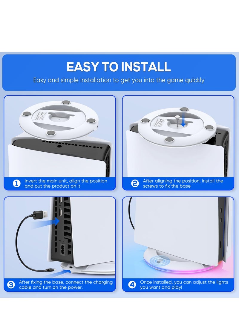RGB LED Vertical Stand for PS5 Slim - 14 Color Modes & Light Effects, Compatible with PS5 Disc & Digital Editions - Image 5