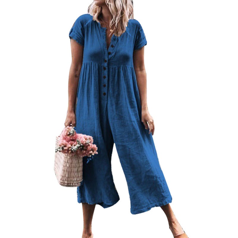2021 Spring Summer Jumpsuit Multicolor Casual Pants Sky Blue - Image 1