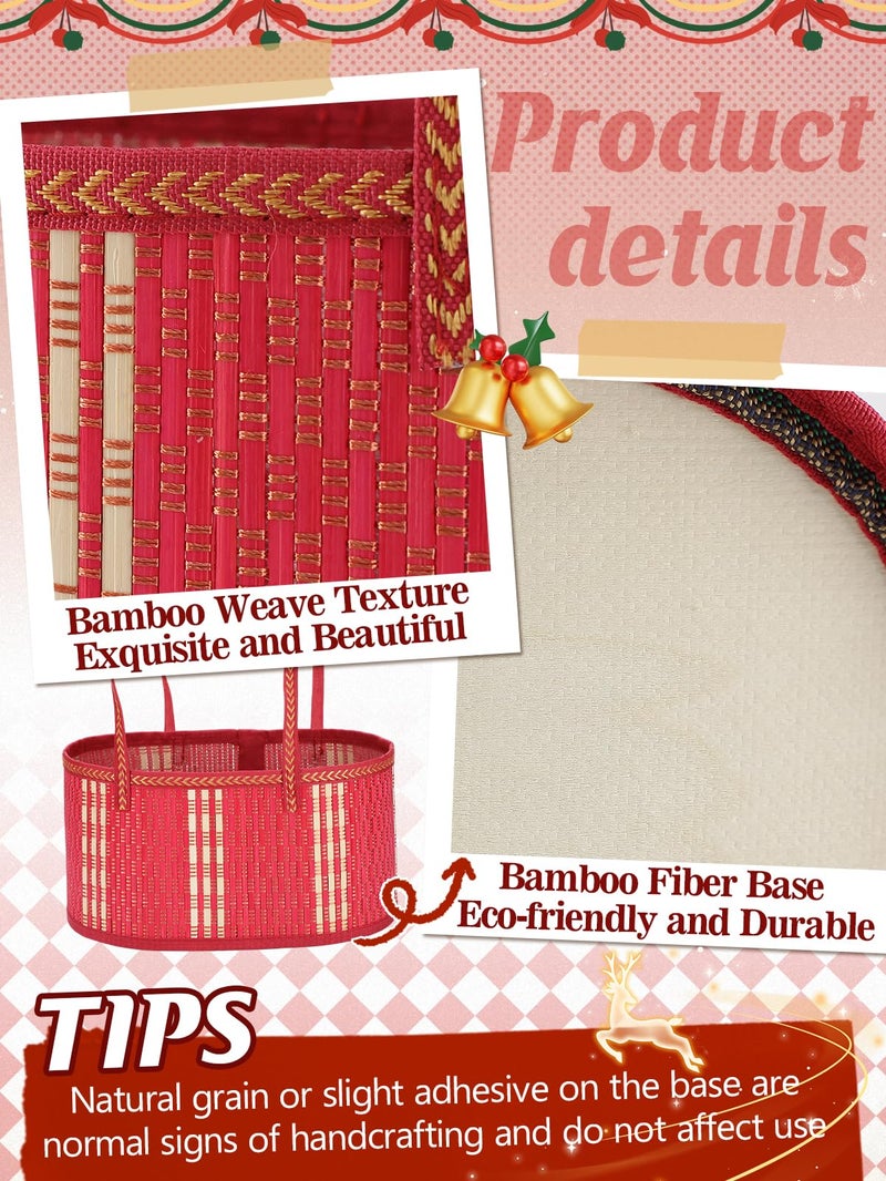 MADHOLLY 4 Set Valentine's Day Bamboo Baskets for Gifts Empty - 6"x7.5"x11.4" Large Easy to Setup Sturdy Gift Wrapping Basket with 2 Clear Bags and Bows, for Wedding Party, Baby Shower, Housewarming, Red - Image 2