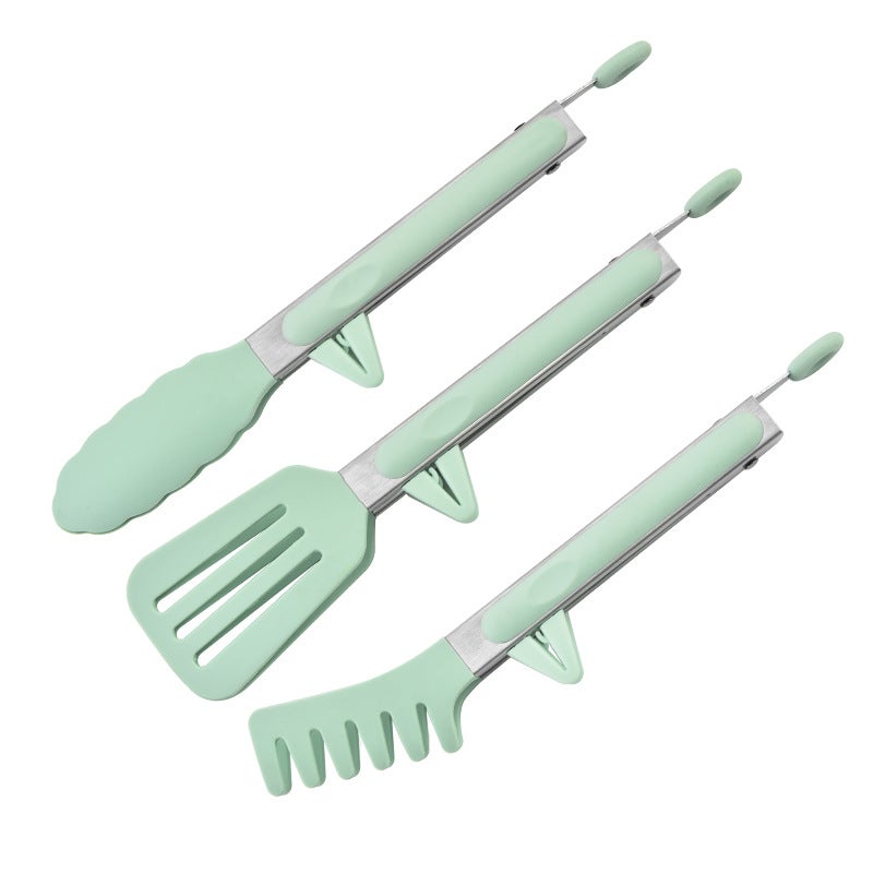 Silicone Kitchen Tongs for BBQ and BuffetsNordic green three-piece set (self-adhesive bag) Nordic green three-piece set (self-adhesive bag)