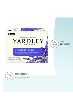 Yardley London Nourishing Bath Soap Bar English Lavender, Calms & Soothes with Pure Lavender Extracts & Essential Oils 4.0 oz Bath Bar, 2 Soap Bars - pzsku/Z562124177295AFB8515CZ/45/1741004218/d0e5659f-3854-4b4b-a79a-fc417a6441c0