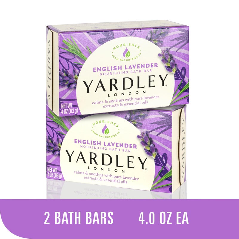 Yardley London Nourishing Bath Soap Bar English Lavender, Calms & Soothes with Pure Lavender Extracts & Essential Oils 4.0 oz Bath Bar, 2 Soap Bars - Image 5