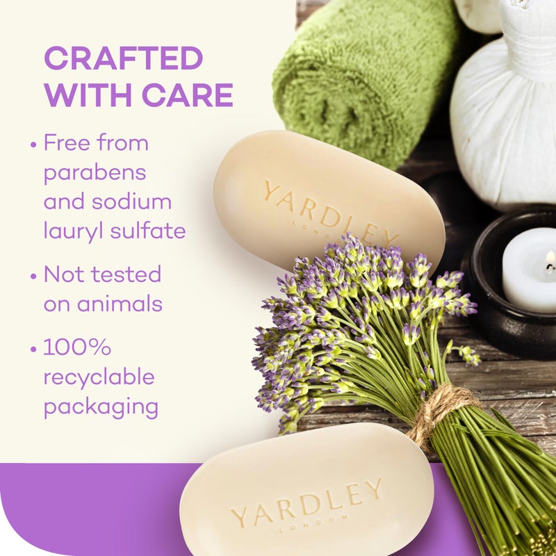 Yardley London Nourishing Bath Soap Bar English Lavender, Calms & Soothes with Pure Lavender Extracts & Essential Oils 4.0 oz Bath Bar, 2 Soap Bars - Image 4