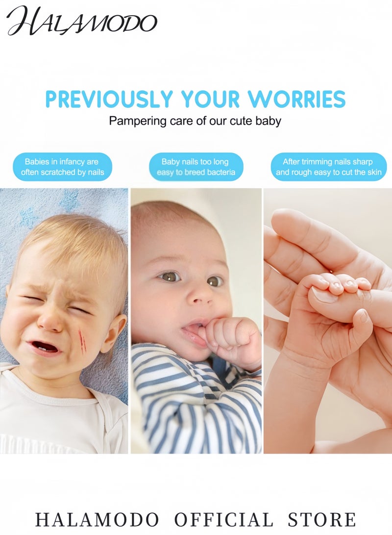 هالامودو مجموعة آلة قص أظافر كهربائية للأطفال 6 في 1 مع ضوء LED مقص أظافر آمن للمواليد والأطفال والكبار ملف أظافر كهربائي هادئ مع 6 رؤوس طحن - Image 3