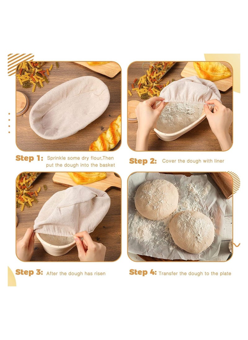 SYOSI - 6 Pieces 10 Inch Oval Shape Bread Proofing Basket Cover Natural Rattan Baking Dough Sourdough Proofing Basket Cloth Liner - Image 1