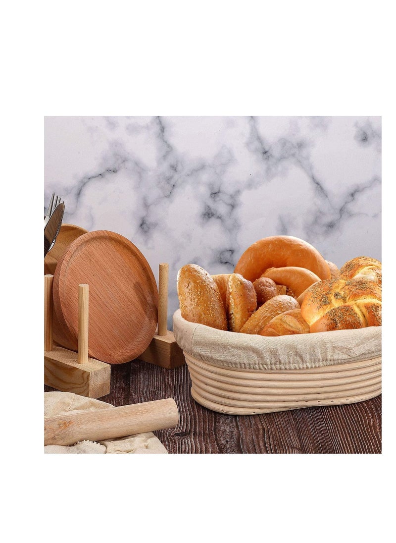 SYOSI - 6 Pieces 10 Inch Oval Shape Bread Proofing Basket Cover Natural Rattan Baking Dough Sourdough Proofing Basket Cloth Liner - Image 1