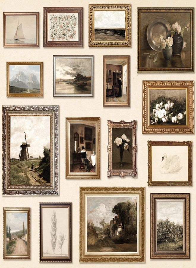 97 Decor 97 ديكور حائط عتيق - 16 قطعة من مطبوعات فنية جدارية عتيقة، صور عتيقة، لوحات مناظر طبيعية، ملصقات نباتية لتزيين الريف الفرنسي، صور معرض مودي لغرفة النوم (بدون إطار) - Image 1