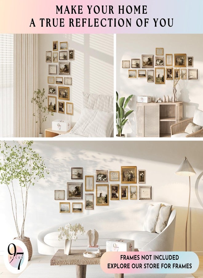 97 Decor 97 ديكور حائط عتيق - 16 قطعة من مطبوعات فنية جدارية عتيقة، صور عتيقة، لوحات مناظر طبيعية، ملصقات نباتية لتزيين الريف الفرنسي، صور معرض مودي لغرفة النوم (بدون إطار) - Image 4