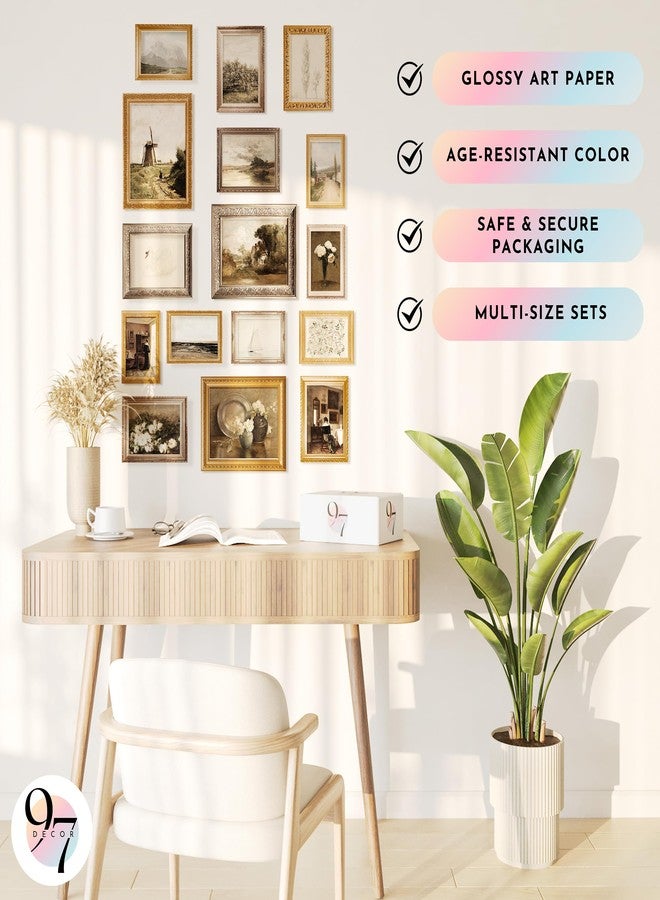 97 Decor 97 ديكور حائط عتيق - 16 قطعة من مطبوعات فنية جدارية عتيقة، صور عتيقة، لوحات مناظر طبيعية، ملصقات نباتية لتزيين الريف الفرنسي، صور معرض مودي لغرفة النوم (بدون إطار) - Image 5