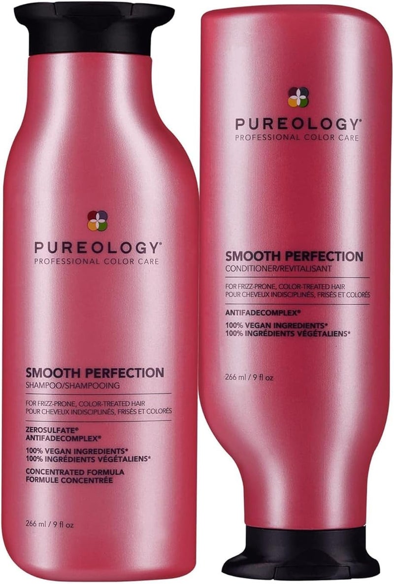 Pureology Smooth Perfection Smoothing Shampoo and Conditioner Duo Set For FrizzProne Colour Treated Hair Vegan Formulas Sulphate Free for a Gentle Cleanse