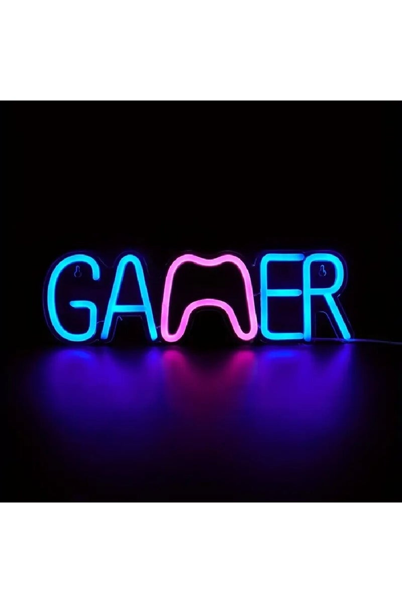 لوحة نيون LED على شكل وحدة تحكم ألعاب لتزيين غرفة اللاعبين، لوحة نيون للألعاب لتزيين جدران غرفة الأولاد، الولايات المتحدة الأمريكية.