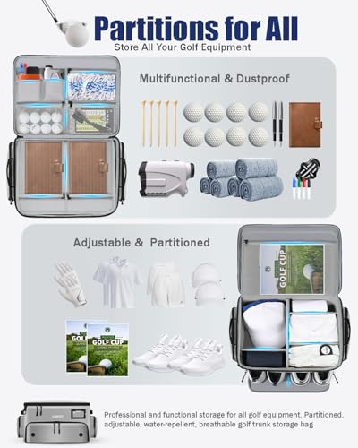 LOINTET Golf Trunk Organizer Waterproof Car Golf Locker with Separate Ventilated Compartment for 2 Pair Shoes Golf Storage for Balls Tees Cap Clothes Gloves Accessories Gifts for Men Women - Image 3