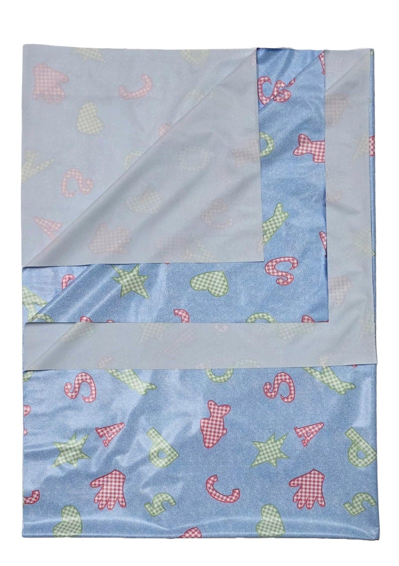 Ecosoft Baby Plastic Sheet | Baby Bed Protector | 0-18 Months | 90 x 135 cm (Blue ABCD) - Image 1