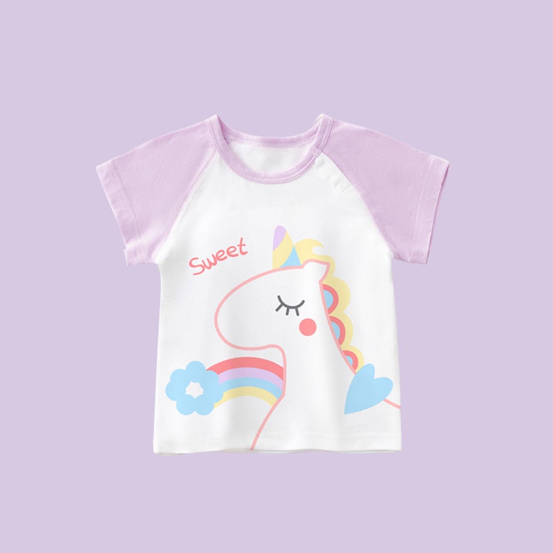 Children''s T-shirt Short-sleeved Summer Women''s Baby''s Single-piece Top Cotton Men''s Baby''s Underwear Summer Thin Boneless Base - Image 1