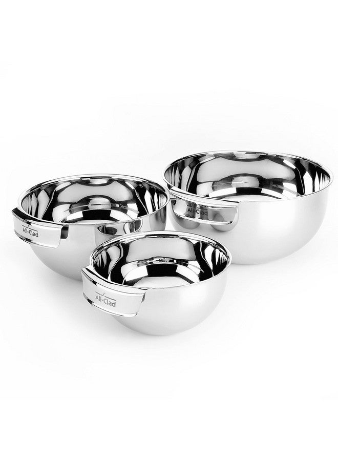اول-كلاد مجموعة أوعية خلط من الفولاذ المقاوم للصدأ من All-Clad Kitchen Accessories بسعة 1.5 و3 و5 كوارت، أوعية خلط معدنية فضية  - Image 1