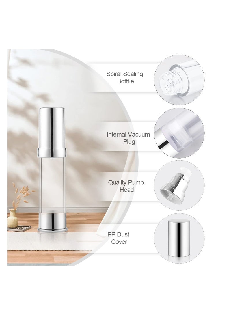 Plastic Airless Pump Bottle, Refillable Lotion Containers, 8 Pack 10ml 0.34oz Mini Spray Bottle, Empty Pump Press Vacuum Dispenser