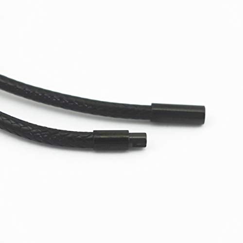 Glory Qin Black Wax Wire Leather Cord Chain Stainless Steel Rice Clasps Necklace Rope Chain 16 TO 28 Inch (1.0mm, 18 Inches) - Image 2