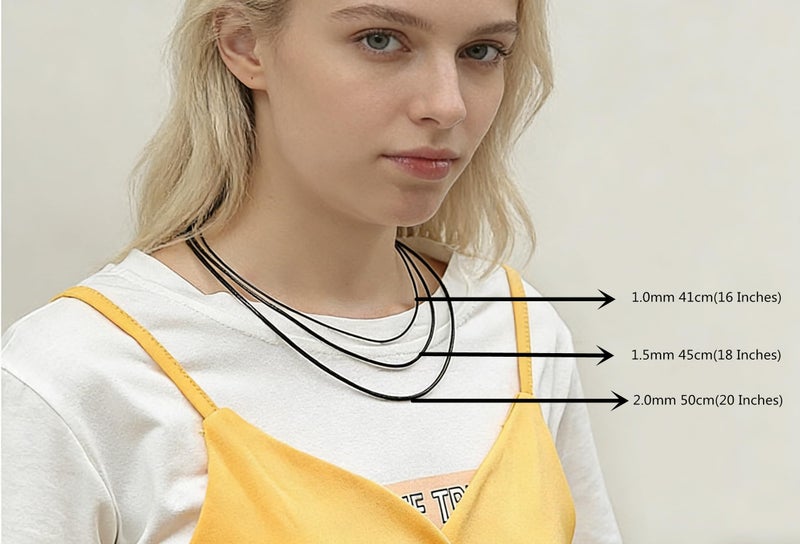 Glory Qin Black Wax Wire Leather Cord Chain Stainless Steel Rice Clasps Necklace Rope Chain 16 TO 28 Inch (1.0mm, 18 Inches) - Image 3