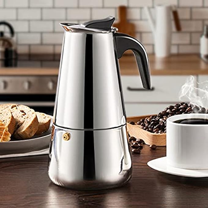 Conyee Coffee Pot Stainless Steel Moka Pot Italian Coffee Maker 9 Cup15 Oz Stovetop Espresso Maker For Gas Or Electric Ceramic Stovetop Camping Manual Cuban Coffee Percolator For Cappuccino Or Latte - Image 3