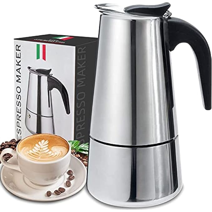 Conyee Coffee Pot Stainless Steel Moka Pot Italian Coffee Maker 9 Cup15 Oz Stovetop Espresso Maker For Gas Or Electric Ceramic Stovetop Camping Manual Cuban Coffee Percolator For Cappuccino Or Latte - Image 1