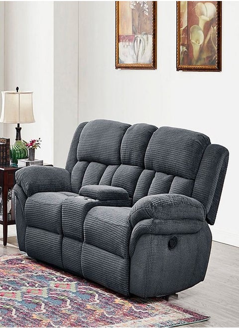 Stanford 2-Seater Fabric Recliner With Console And 2 Cup Holders 98x99x205 cm