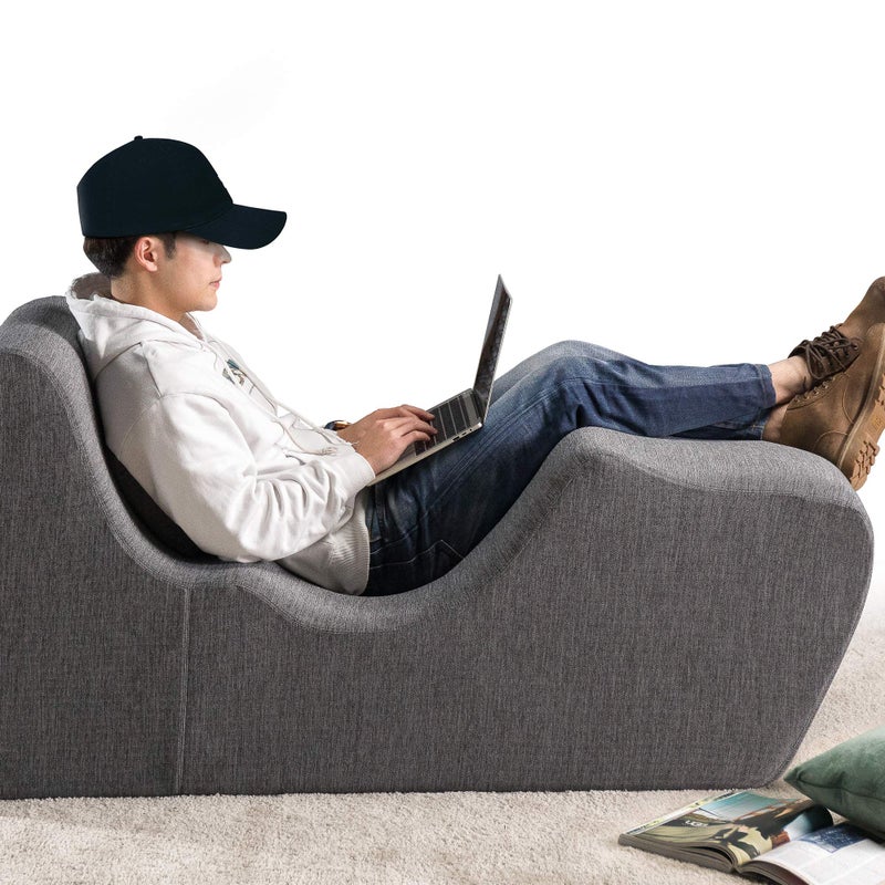 Zinus ZINUS Lotus Zero Gravity Chaise Lounger Foam Recliner for Living Room Ergonomic Positioning for Better Relaxation Pillow Included No Assembly Dark Grey