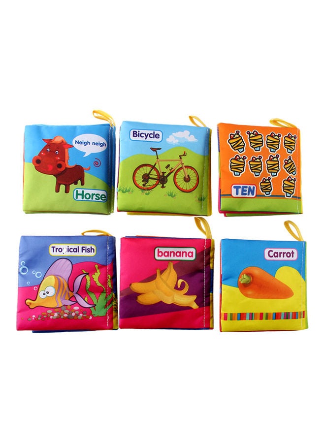 NIBEMINENT 6-Piece Early Learning Cloth Book Set Multicolour