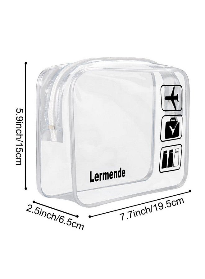 Lermende 3pcs Lermende TSA Approved Toiletry Bag with Zipper Travel Luggage Pouch Carry On Clear Airport Airline Compliant Bag Travel Cosmetic Makeup Bags - Clear - Image 2