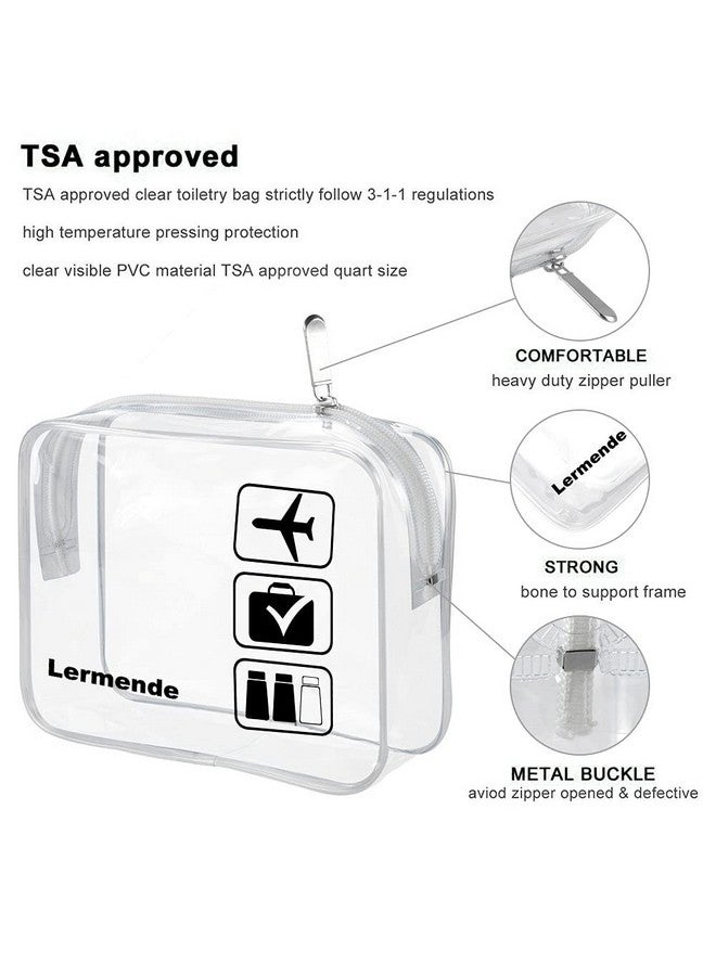 Lermende 3pcs Lermende TSA Approved Toiletry Bag with Zipper Travel Luggage Pouch Carry On Clear Airport Airline Compliant Bag Travel Cosmetic Makeup Bags - Clear - Image 3