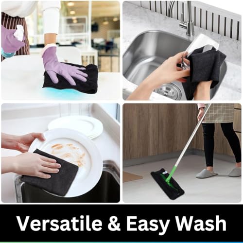 Showstopper Microfiber Cleaning Cloth,12 Pack Cleaning Rag,Cleaning Towels (Black, 30cm X 30cm) - Image 3