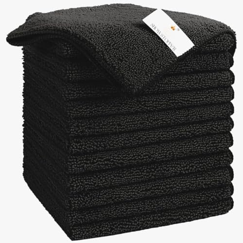 Showstopper Microfiber Cleaning Cloth,12 Pack Cleaning Rag,Cleaning Towels (Black, 30cm X 30cm) - Image 1