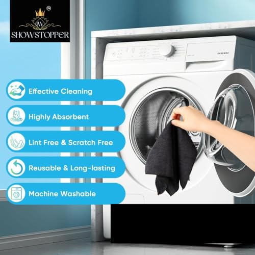 Showstopper Microfiber Cleaning Cloth,12 Pack Cleaning Rag,Cleaning Towels (Black, 30cm X 30cm) - Image 5