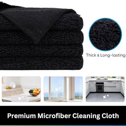 Showstopper Microfiber Cleaning Cloth,12 Pack Cleaning Rag,Cleaning Towels (Black, 30cm X 30cm) - Image 2