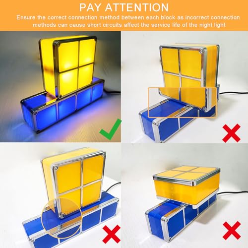 Furqery Night Light New Upgrades DIY Stackable LED 3D Puzzles Night Lamp Lights 7 Colors Night Lights Interlocking Induction Nightlights Novelty Tangram Lights Birthday Gifts for Teen - Image 5
