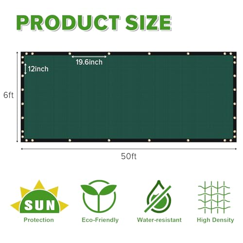 TOPNEW 6' x 50' Fence Privacy Screen,Privacy Fence Shade Covers - 90% Blockage Heavy Duty Fence Panels for Garden Backyard Outdoor Home Decoration (Green) - Image 2