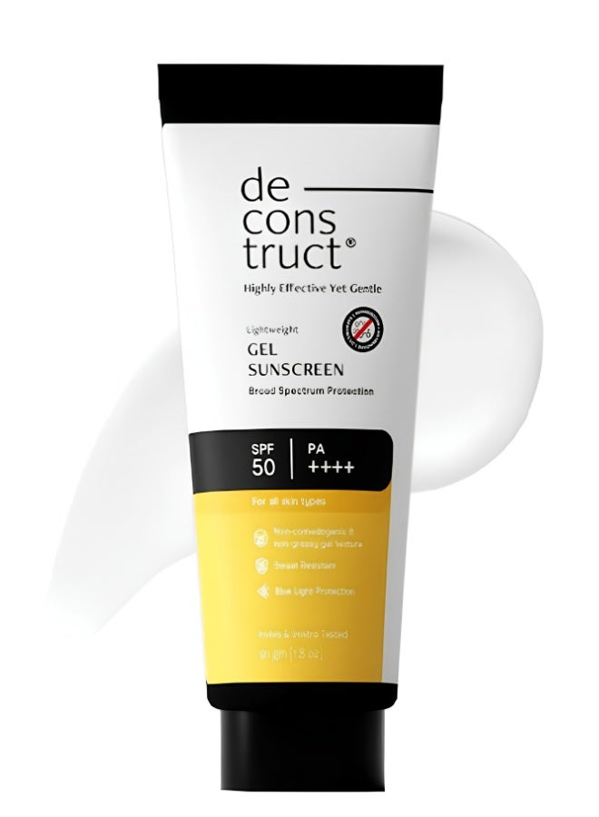 Deconstruct Gel Sunscreen for Oily skin SPF 50 PA++++ |100% Photostable Sunscreen |4 New Gen UV Filters |In-Vivo |Lightweight, Airy, Non-greasy |For oily, combination, normal skin |For Men & Women 50g - Image 1