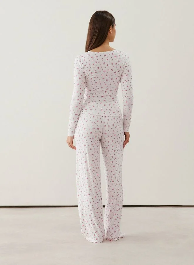 UNDIZ Floral pattern pointelle trousers