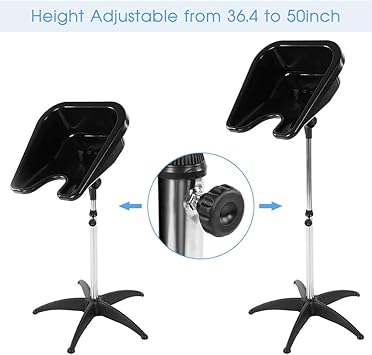 Ejoyous Portable Hair Washing Basin 48 x 475 x 22 cm Height Adjustable Hairdressing Back Wash Mobile Shampoo Basin Sink for Beauty Salon Home Use - Image 2