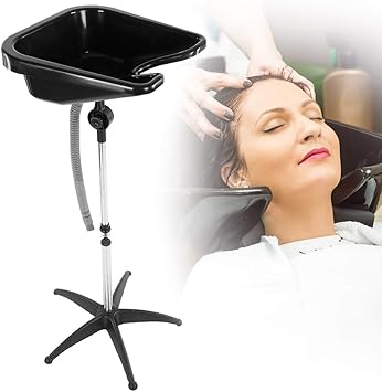 Ejoyous Portable Hair Washing Basin 48 x 475 x 22 cm Height Adjustable Hairdressing Back Wash Mobile Shampoo Basin Sink for Beauty Salon Home Use - Image 1