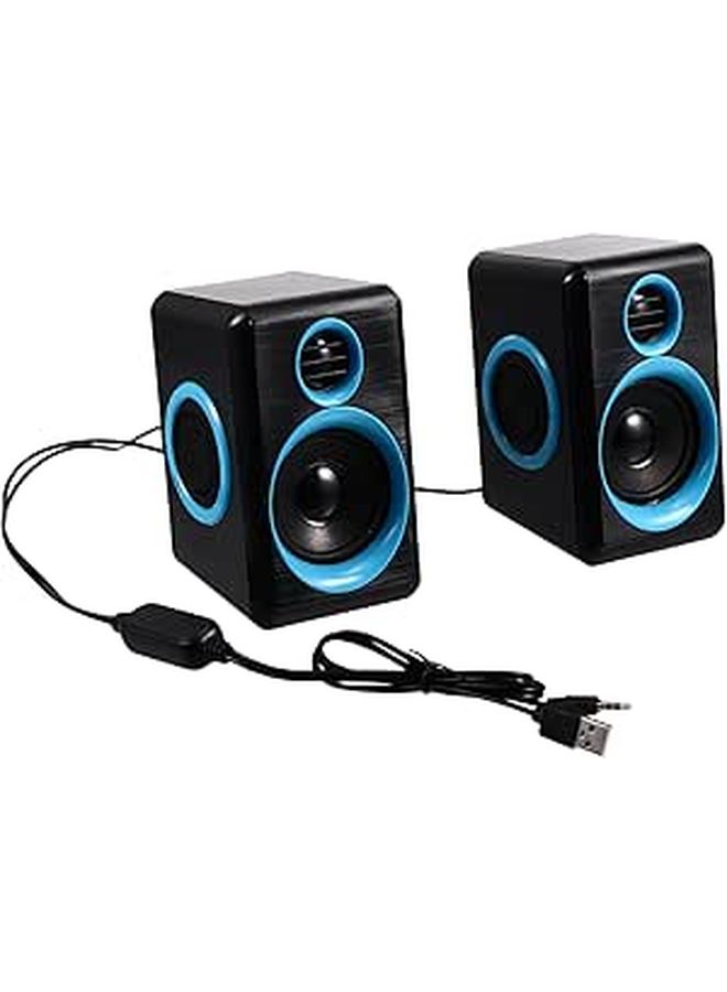 مكبرات صوت USB صغيرة للحاسوب المكتبي، صوت محيطي، صندوق مكبر صوت محمول للاستخدام مع الكمبيوتر المحمول والاستخدام المنزلي، مكبر صوت مدمج مشغّل للكتاب الإلكتروني، يعمل بجهد 5 فولت تيار مستمر - اللون الأسود. - Image 1