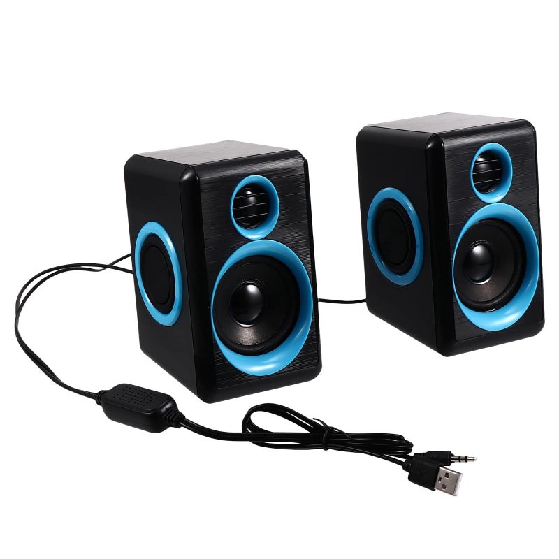 مكبرات صوت USB صغيرة للحاسوب المكتبي، صوت محيطي، صندوق مكبر صوت محمول للاستخدام مع الكمبيوتر المحمول والاستخدام المنزلي، مكبر صوت مدمج مشغّل للكتاب الإلكتروني، يعمل بجهد 5 فولت تيار مستمر - اللون الأسود. - Image 2