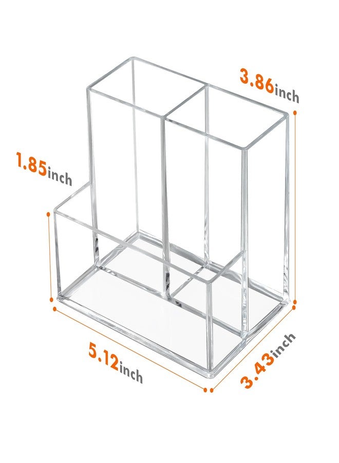 Banafich Pen Holder for Desk, Clear Acrylic Pencil Holder for Desk, Marker Holder with 3 Compartments, Pencil Organizer for Home, Office, Classroom, Bathroom - Image 2